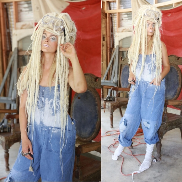 Magnolia Pearl Cosmos overalls blue os rare overall pant pants jumpsuit romper - Picture 2 of 16